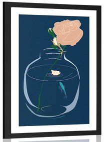 Αφίσα με παρπαστού Ρομαντικό λουλούδι σε βάζο - 20x30 black
