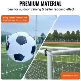 VEVOR Soccer Rebound Trainer, 8x6FT Iron Soccer Training Equipment, Sports Football Rebounder Wall with Double-Sided Rebounding Net &amp; Goal, Perfect for Backyard Practicing, Solo Training, Passing