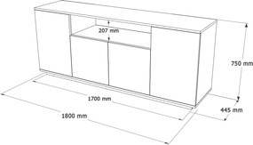 Μπουφές  Fr15-Aw Atlantic 180X75x44.5 Φυσικό Πεύκο Λευκό