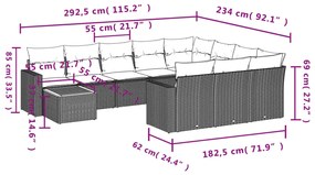 vidaXL Σαλόνι Κήπου Σετ 11 τεμ. Μπεζ Συνθετικό Ρατάν με Μαξιλάρια