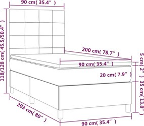 vidaXL Κρεβάτι Boxspring με Στρώμα Ροζ 90x200 εκ. Βελούδινο