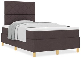 vidaXL Κρεβάτι Σπλήνας με Στρώμα Σκούρο Καφέ 120x200 εκ. Ύφασμα
