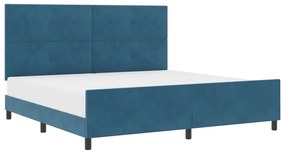 vidaXL Κρεβάτι Σκελετός Σκούρο Μπλε 200x200 εκ. Βελούδο