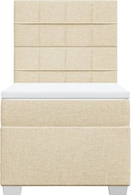 vidaXL Κρεβάτι Boxspring με Στρώμα Κρεμ 100 x 200 εκ. Υφασμάτινο