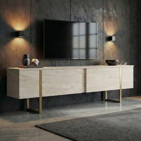 Έπιπλο Τηλεόρασης Τραβερτίνη / Χρυσό LABEN 180x30x50