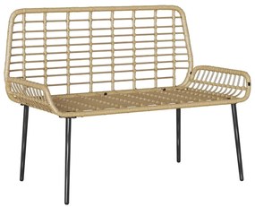 vidaXL Παγκάκι κήπου Καφέ, Μαύρο, Κρέμα Πολυ rattan, ατσάλι