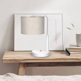 Επιτραπέζιο Φωτιστικό Lino Biel με καπέλο Λευκό με Λινό