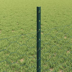 vidaXL Εξωτερική εξάγωνη περίφραξη με στήλη 10 x 0,5 m Πράσινο Δίχτυ