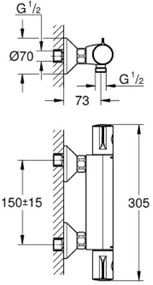 Μπαταρία ντουσιέρας θερμοστατική Grohe Grohtherm 800