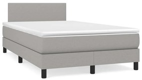 Κρεβάτι Boxspring με Στρώμα Ανοιχτό Γκρι 120x200 εκ. Υφασμάτινο - Γκρι