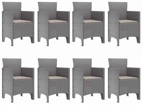 vidaXL Σέτ φαγητού για κήπο 9 pcs Λευκό Rattan Polt