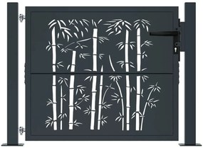 vidaXL Πόρτα Κήπου Ανθρακί 100x100 εκ. Σχέδιο Ατσάλινου Μπαμπού
