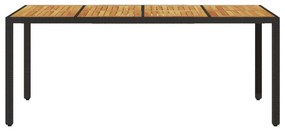 vidaXL Τραπέζι Κήπου Επιφάνεια Ακακίας Μαύρο 190x90x75 εκ Συνθ Ρατάν