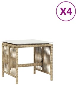 vidaXL Σκαμπό Κήπου 4 τεμ. Μπεζ 41x41x36 εκ. Συνθ. Ρατάν με Μαξιλάρια