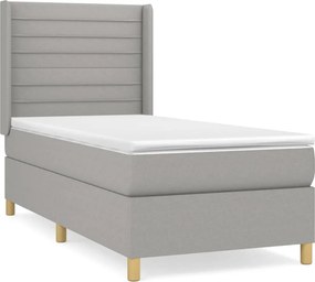 vidaXL Κρεβάτι Boxspring με Στρώμα Ανοιχτό Γκρι 80x200 εκ. Υφασμάτινο