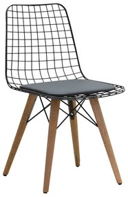 Καρέκλα Edric pakoworld PU μαύρο-καρυδί πόδι Model: 190-000052