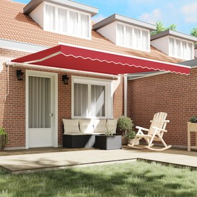 vidaXL Αυτόματη Ανασυρόμενη Τέντα Κόκκινη 400x350 εκ.