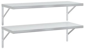 vidaXL Ράφια Τοίχου 2 τεμ. Ασημί 100x40 εκ. Ανοξείδωτο Ατσάλι