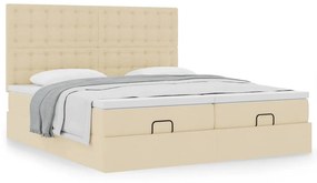VidaXL Οθωμανικό κρεβάτι με στρώματα Κρέμα 180x200cm ύφασμα