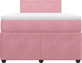 vidaXL Κρεβάτι Boxspring με Στρώμα Ροζ 120x200 εκ. Βελούδινο