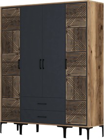 Τετραφυλλη Ντουλαπα Καρυδια/Ανθρακι SOLANO 47.5x160x201.4