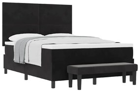 vidaXL Κρεβάτι με ελατήρια με στρώμα Μαύρο 140 x 200 cm Βελούδο