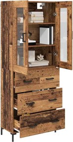 vidaXL Highboard με συρτάρι 2 pcs Παλιό ξύλο Επεξεργασμένο ξύλο