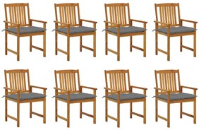 Καρέκλες Κήπου 8 τεμ. από Μασίφ Ξύλο Ακακίας με Μαξιλάρια