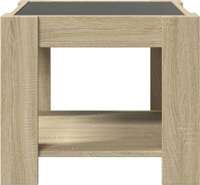 vidaXL Τραπεζάκι Σαλονιού με LED Δρυς 53x53x45 εκ. Επεξεργασμένο Ξύλο