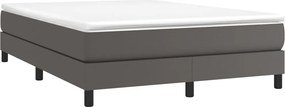 vidaXL Κρεβάτι Boxspring με Στρώμα Γκρι 140x190εκ. από Συνθετικό Δέρμα