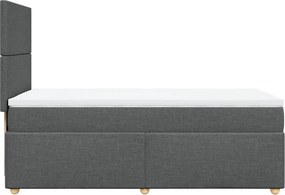 vidaXL Κρεβάτι Boxspring με Στρώμα Σκούρο Γκρι 100x200 εκ. Υφασμάτινο
