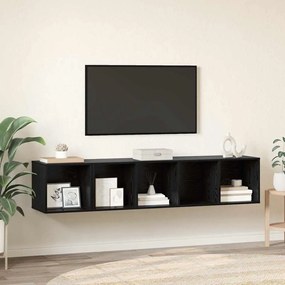 vidaXL 2 pcs Μαύρη δρυς 37 x 37 x 142.5 εκ Επεξεργασμένο ξύλο