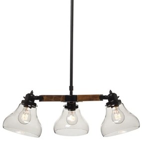 Φωτιστικό Οροφής Τρίφωτο Aca Paralia OD905003P Black Matt/Wood