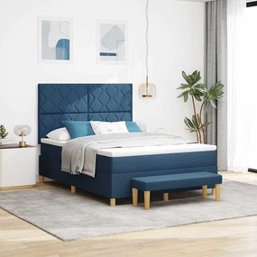 vidaXL Κρεβάτι με ελατήρια με στρώμα Μπλε 140 x 200 cm ύφασμα