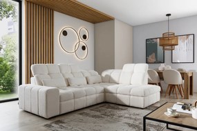 Γωνιακός καναπές Magnelio L, με ηλεκτρικά επεκτεινόμενο κάθισμα, λειτουργία ύπνου 200x160cm, λευκό 275x107x211cm-Δεξιά γωνία-BOG3692