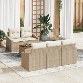 vidaXL Σετ Καναπέ 6 Τεμαχίων με Μαξιλάρια Μπεζ Πολυακανθίνης