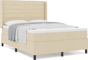 vidaXL Κρεβάτι με ελατήρια με στρώμα Κρεμ 200 x 140 cm ύφασμα