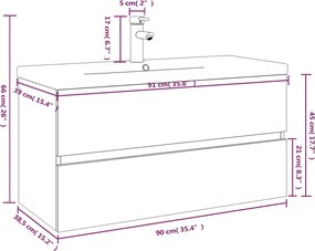 vidaXL Ντουλάπι Μπάνιου με Νιπτήρα Καπνιστή Δρυς Επεξεργασμένο Ξύλο