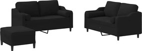 vidaXL Πολυθρόνες Σετ 3 Τεμ. Μαύρες από Ύφασμα Μικροϊνών με Μαξιλάρια