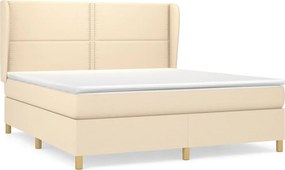 vidaXL Κρεβάτι Boxspring με Στρώμα Κρεμ 180x200 εκ. Υφασμάτινο