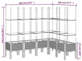 Ζαρντινιέρα Κήπου με Καφασωτό Λευκή 160x120x142,5 εκ. από PP - Λευκό