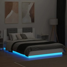 vidaXL Πλαίσιο Κρεβατιού με Κεφαλάρι και LED Λευκό 120 x 200 εκ.