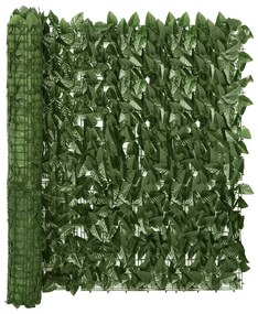 vidaXL Διαχωριστικό Βεράντας με Φύλλα Σκούρο Πράσινο 600 x 100 εκ.