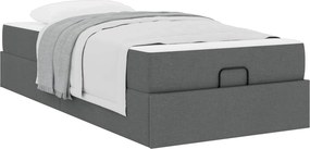 vidaXL Σκελετός κρεβατιού με στρώμα 2 pcs Σκούρο Γκρι ύφασμα