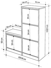Παπουτσοθήκη Dude Megapap χρώμα γκρι ρετρό104,8x26x118,5εκ.
