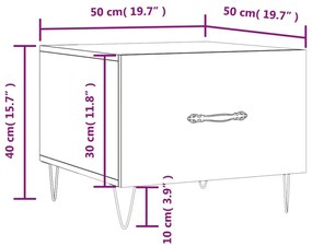 Τραπεζάκι Σαλονιού Γυαλ. Λευκό 50 x 50 x 40 εκ. Επεξεργ. Ξύλο - Λευκό