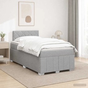 vidaXL Κρεβάτι box spring με στρώμα Ανοιχτό γκρι 120 x 190 cm Ύφασμα