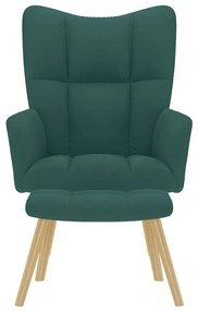 vidaXL Πολυθρόνα Relax Σκούρο Πράσινο Υφασμάτινη με Υποπόδιο