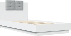 vidaXL Πλαίσιο Κρεβατιού με Κεφαλάρι και LED Λευκό 90 x 200 εκ.