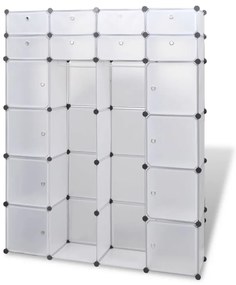 vidaXL Ντουλάπα Σπονδυλωτή 18 Τμήματα Άσπρη 37 x 146 x 180,5 εκ